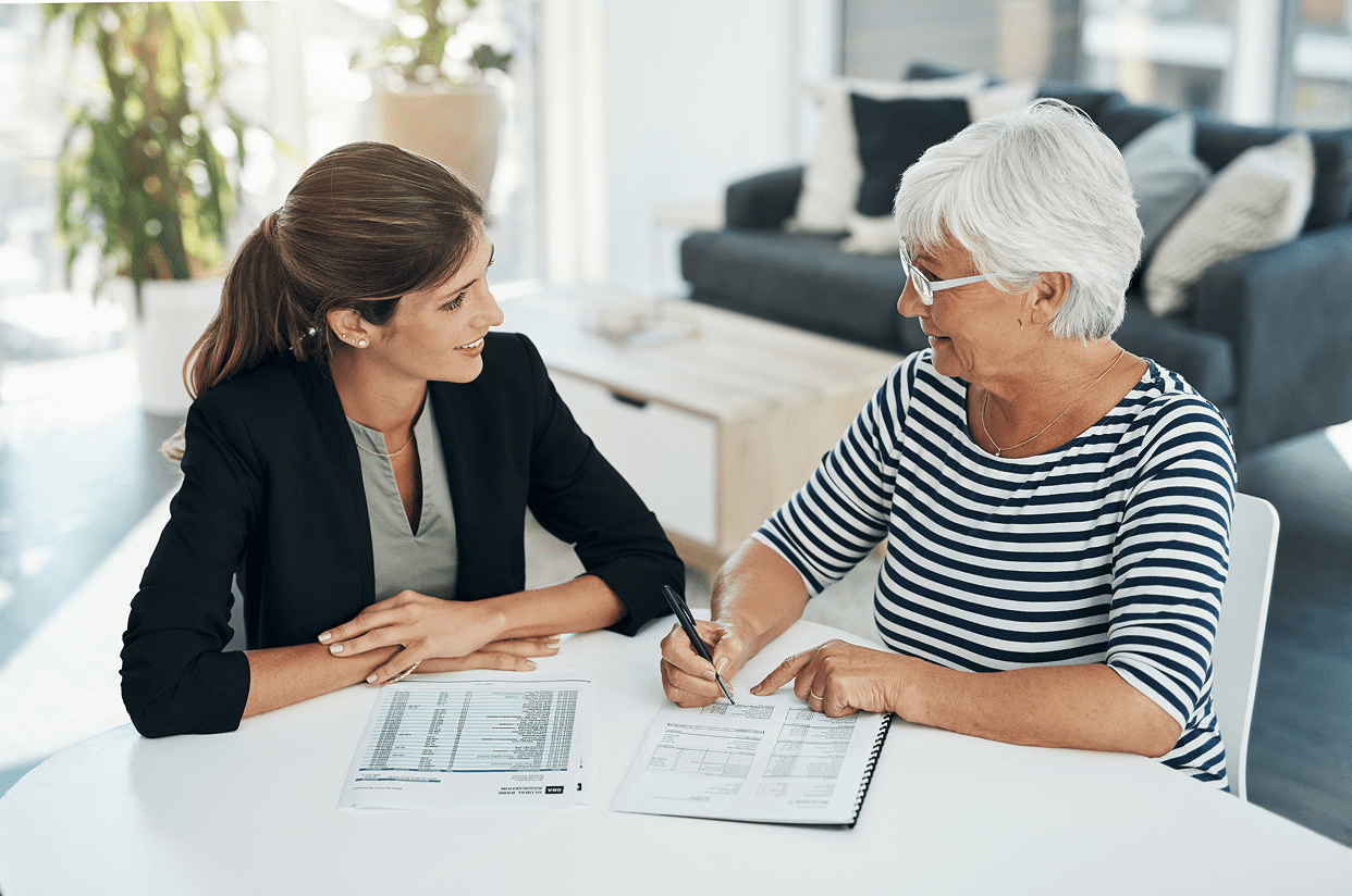 Business discussion between two women